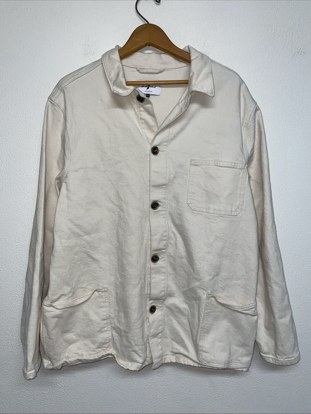 Seven For All Mankind Button Up Men's XXL Utility Chore Coat Casual Cream